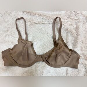 CUUP The Plunge Bra Unlined Sheer Mesh Underwire Brown Women's 36B